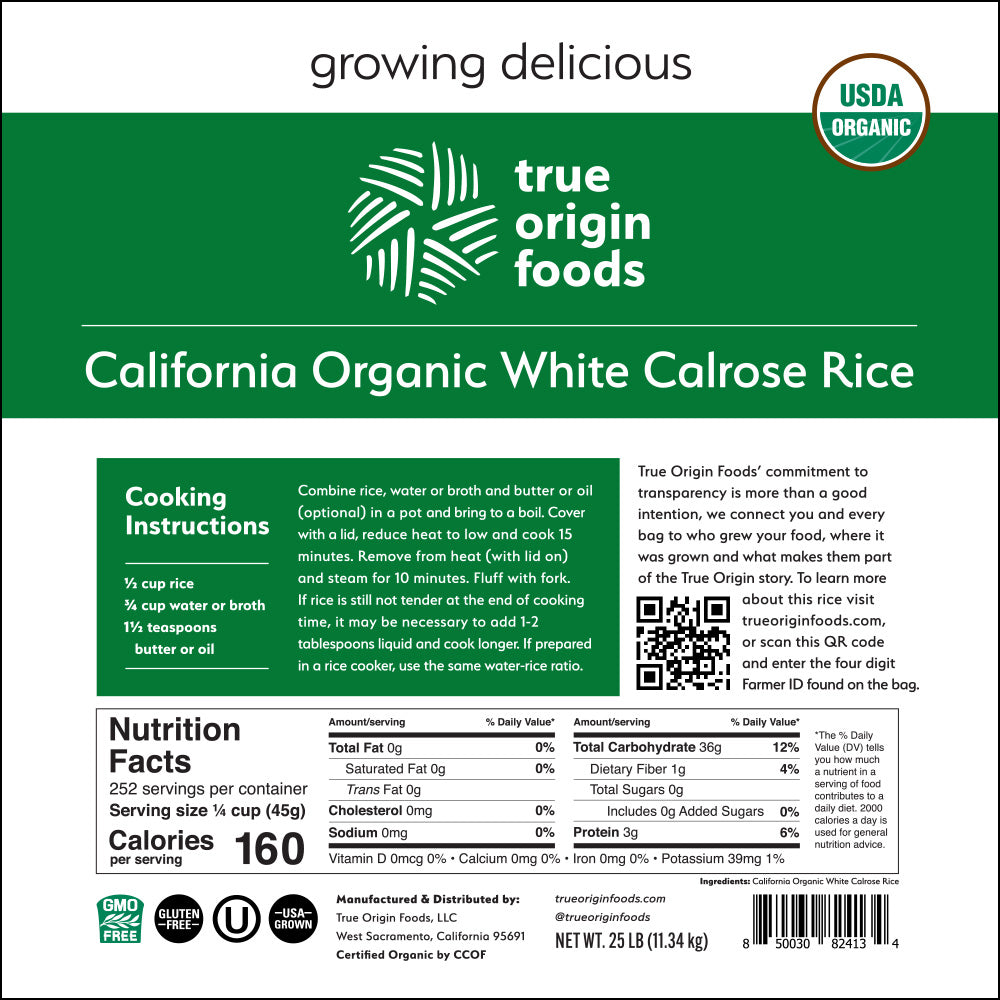California Organic White Calrose Rice