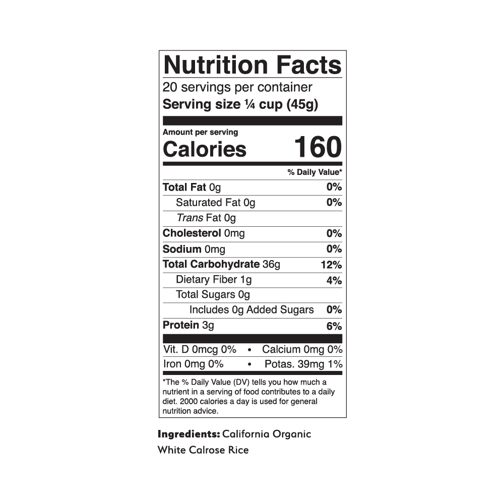 California Organic White Calrose Rice