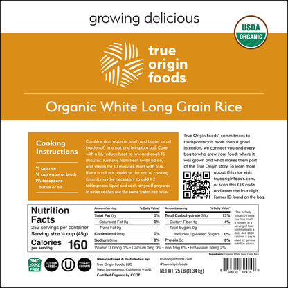 Organic White Long Grain Rice